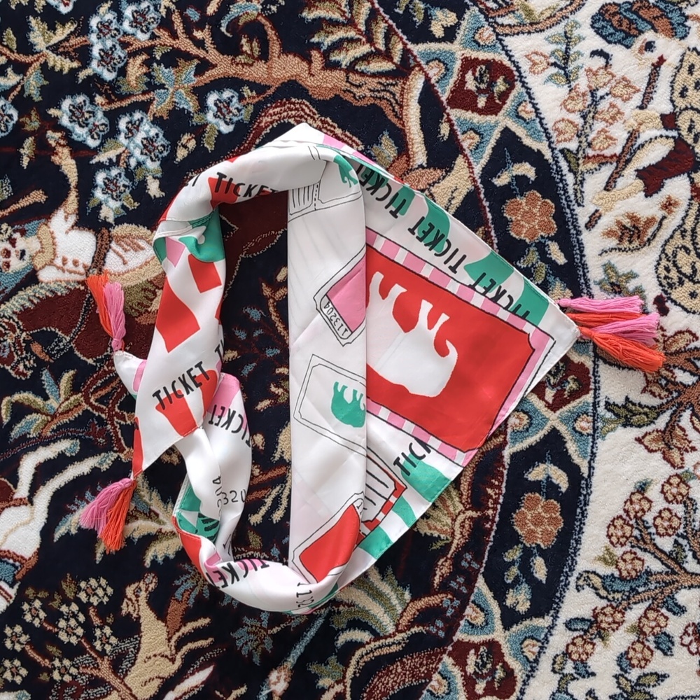 Italian Colorful Elephant and Ticket Print Scarf